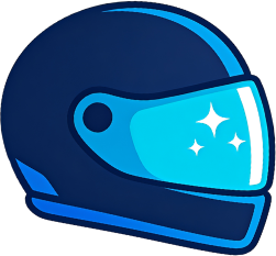 Ilustração de capacete de moto visto de lado com viseira brilhando